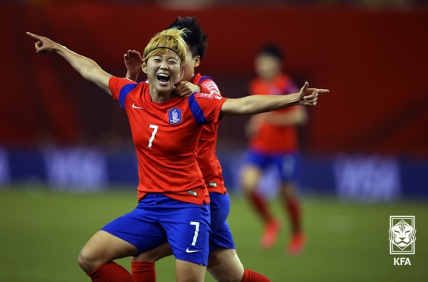 2015 FIFA 여자월드컵 코스타리카전 득점 후 전가을