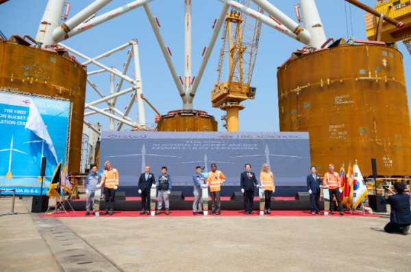 HSG성동조선, 해상풍력하부구조물 첫 호기 제작완성 행사 개최