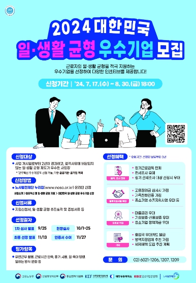 2024년 대한민국 일․생활균형 우수기업 모집 포스터