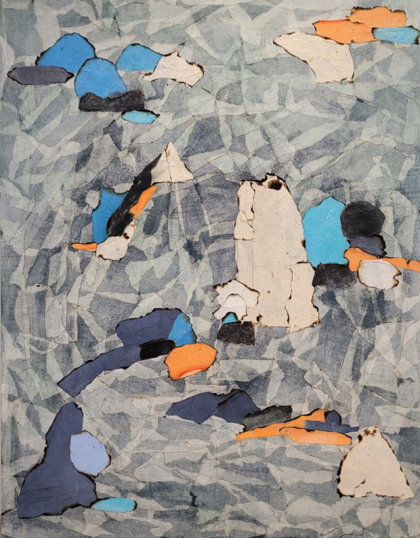 work_산1, 장지에 화산저 꼴라쥬ㅡ 채색, 향, 랑이터, 116x91cm,2024